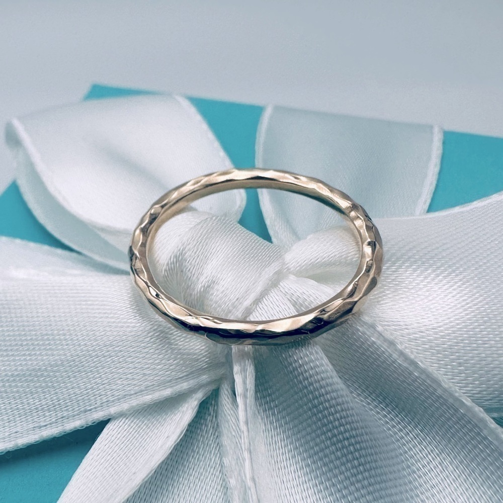Tiffany & Co. 18K Rose Gold Hammered Ring by Paloma Picasso with Packaging